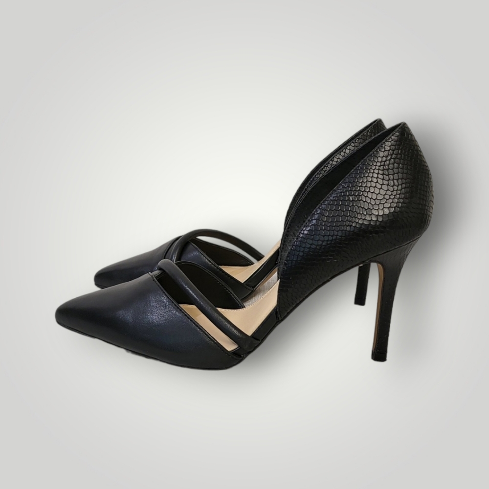 VINCE Camuto Shoes Size 6.5M Black Heels Classic Adeilia Leather Upper - Picture 3 of 9